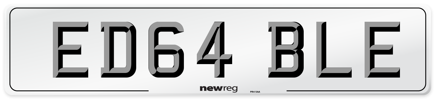 ED64 BLE Number Plate from New Reg